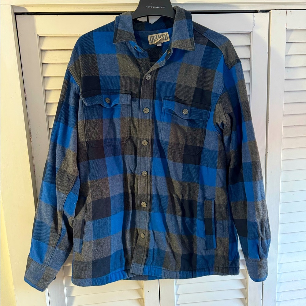 Duluth Trading Co. Blue Plaid Shirt Jac